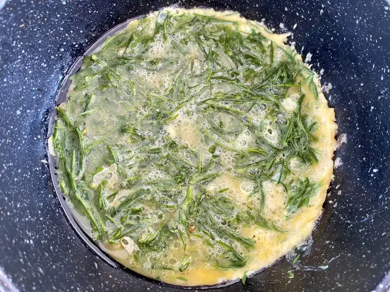 Thai Cha Om Omelette Recipe Acacia Leaves Egg