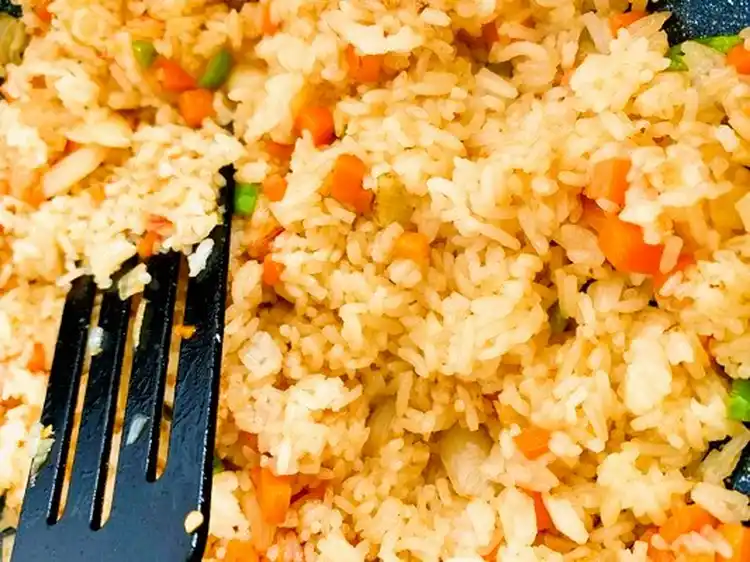 Close-up of Thai vegetarian fried rice.