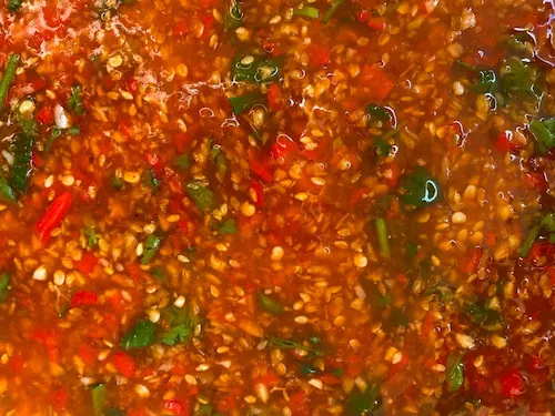 Close-up of Thai BBQ sauce.