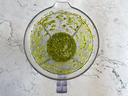 Thai green seafood sauce blended in a food processor until smooth.