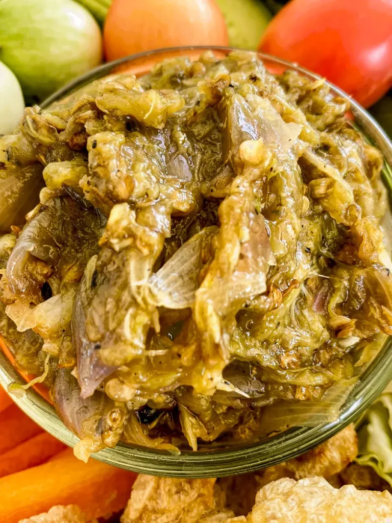 Thai roasted chili dip close-up.