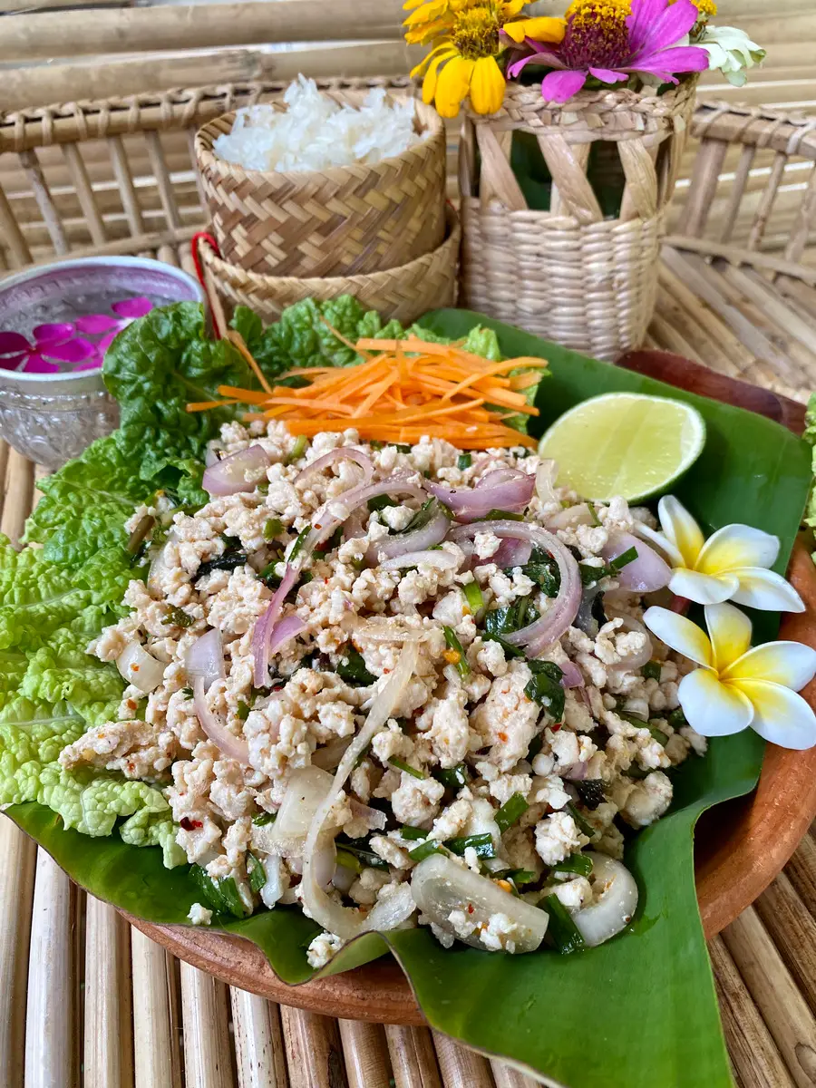 Thai Minced Chicken Salad also known as Laab Gai