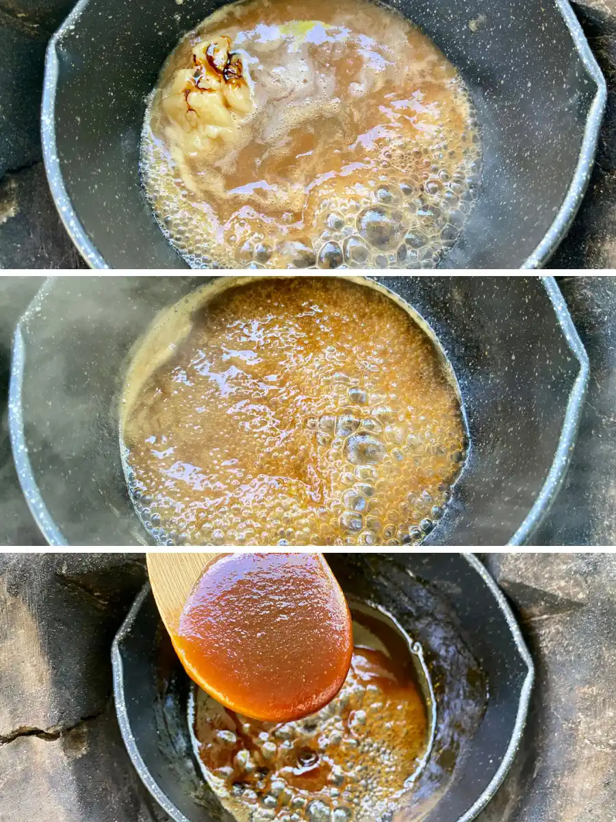 Tamarind sauce prepared in a pot.