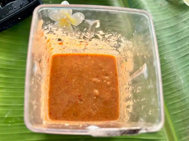 Dipping sauce for grilled fish in a food processor.
