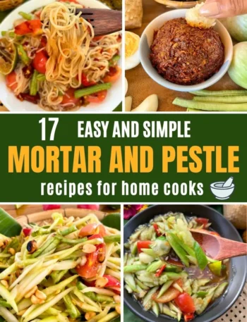 Collage of mortar and pestle recipes for home cooks.