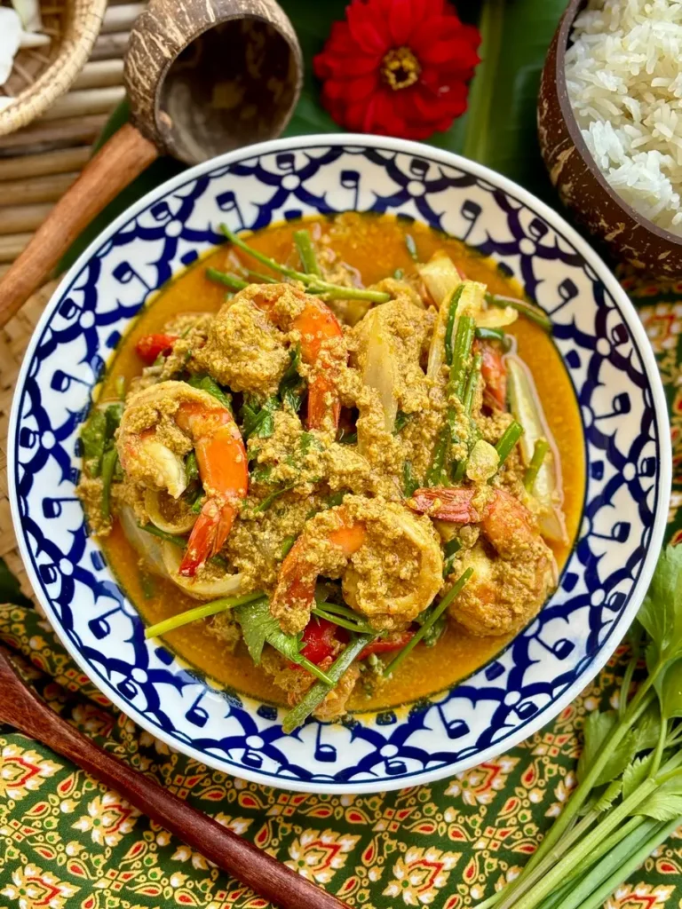 Koong Karee Recipe (Shrimp Yellow Curry Stir-Fry)