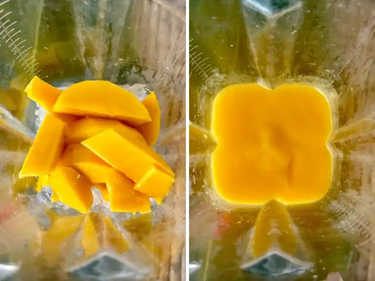 Mango shake in a blender.