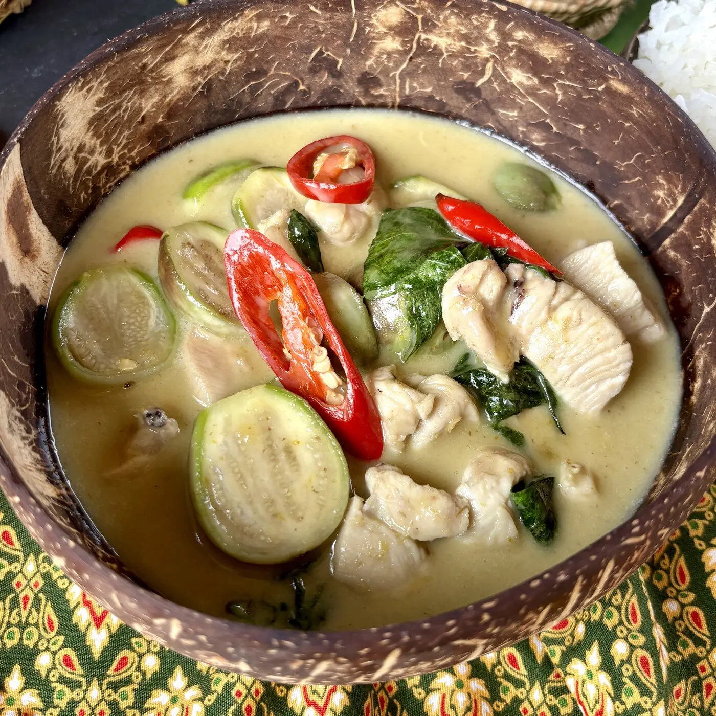 Thai Eggplant Green Curry With Chicken