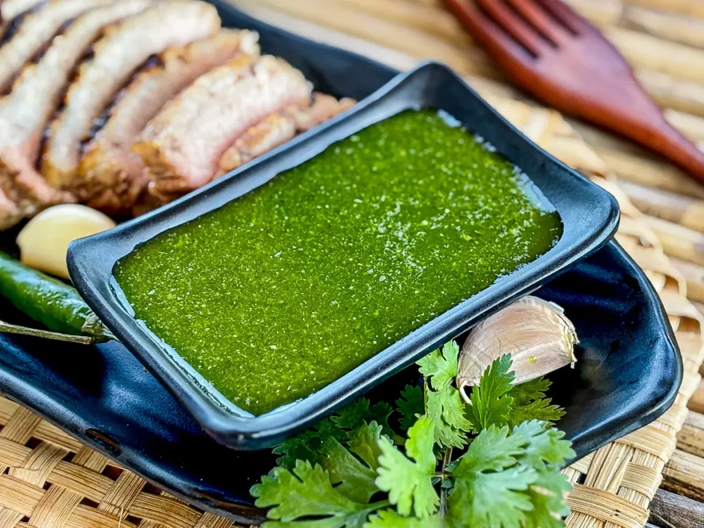 Thai cilantro sauce with grilled pork.