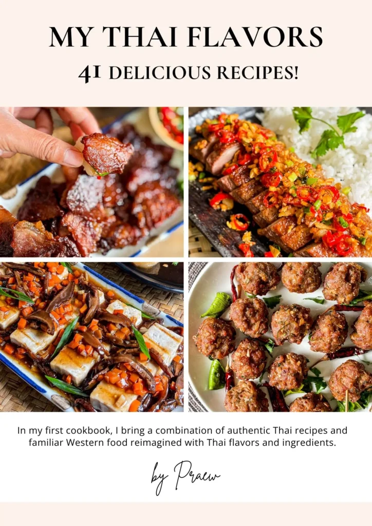 Front page of my Thai flavors, a digital Thai cookbook with 41 recipes, cooking tips, and personal stories.